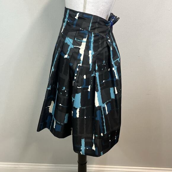 Express Design Studio Skirt size 4 Blue Green Knee Pleated Knee A Line Modest - Picture 5 of 8